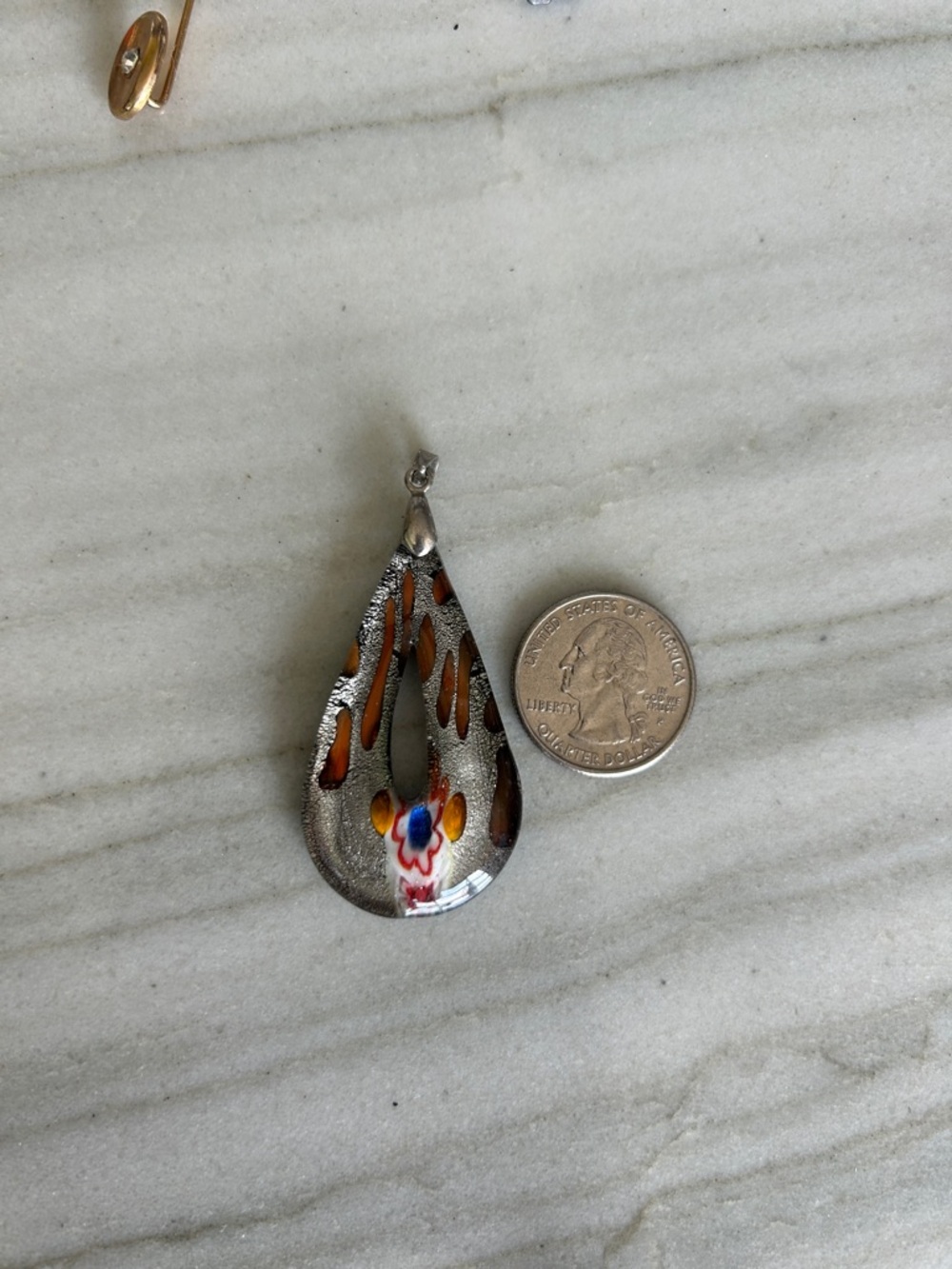 Hand-Blown Glass Teardrop Pendant in Multicolor